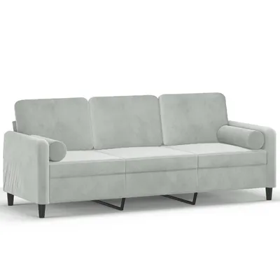 Produktbild von vidaXL 3-Sitzer-Sofa mit Zierkissen Hellgrau 180 cm Samt