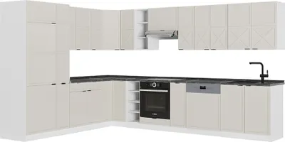 Zdjęcie produktu dla Kogoszczona kuchnia Vicco Fame-Line GreyBeige/Biały 347 x 257 cm, BP Antracyt, Model 50558