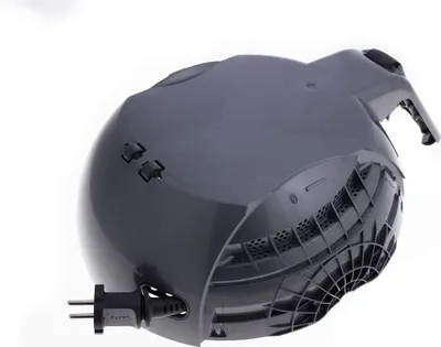 A gray vacuum cleaner part with a power cord and plug is shown against a white background.