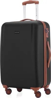 Produktbild von Wannsee - Koffer Trolley mittelgroß robuste Hartschale ABS, Rollkoffer leichter Reisekoffer 4 Doppelrollen, TSA-Zahlenschloss, 68 cm, 63 L,Schwarz