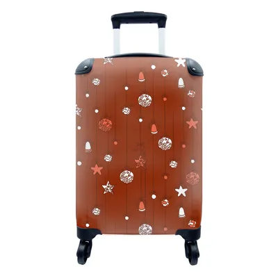 Produktbild von MuchoWow® Koffer Handgepäck Trolley Rollkoffer Kleine Reisekoffer mit 4 Rollen - Muster - Sterne - Kugeln - Cabin Size < 55x40x23 cm & 55x40x20 cm - Fotokoffer - Kabinenkoffer - Boardgepäck - Reise-Box - Reisekoffer - Reisegepäck - Koffer mit Bild - Trolley für Kinder