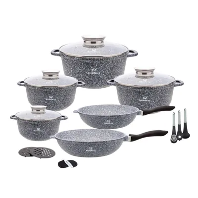 Produktbild von KlönBerg 17-tlg Antihaft-Topfset mit Deckel,Pfanne,Induktion, Topf, Pfanne, für alle Herdarten geeignet, Topf mit Deckel KB3926 GRAU
