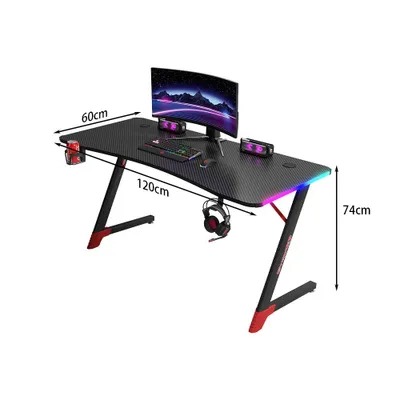 Image de Gaming Table Table d'ordinateur Gaming Bureau RGB Gaming Table Gamer PC Table 100*60*74cm NoirNoir 【D2209-100HT】