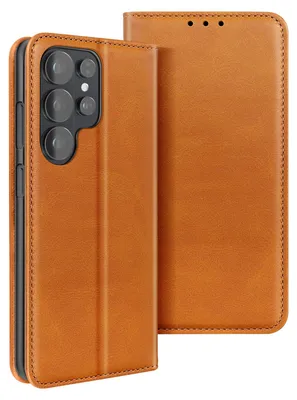 Zdjęcie produktu dla Avizar, etui z efektem skóry z podstawką do Galaxy S26 Ultra, jasnobrązowe