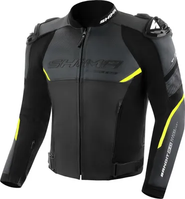 Produktbild von SHIMA Bandit 2.0 perforierte Motorrad Lederjacke, schwarz/gelb, 58