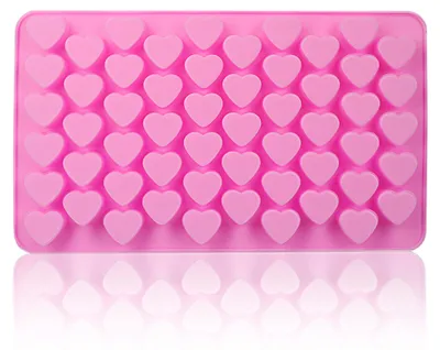 Silikon-Herzform, 55 Vertiefungen, 18 x 10,5 x 1,3 cm, pink