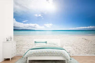 Produktbild von MuchoWow® Fototapete für Wohnzimmer oder Schlafzimmer Wandtapete Vinyl Motivtapete Strand - Insel - Sonne - 330x220 cm - Fototapeten