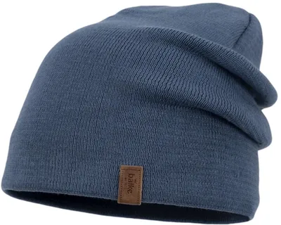 Balke Feinstrick Beanie Unifarben aus reiner Baumwolle in blau