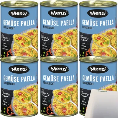 Produktbild von Menzi Gemüse Paella Reisgericht 6er Pack (6x400g Dose) + usy Block