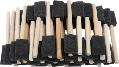 Produktbild von 50 Stücke Schaum Pinsel Schwarz Schwamm Holz Griff Farbe Kinder Zeichnung Graffiti Werkzeuge