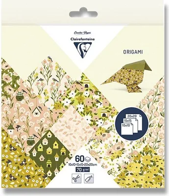 Obrázek produktu pro Sada papírů Clairefontaine Origami Spring, mix velikostí 60 listů