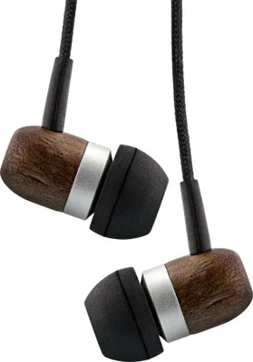 Produktbild von InLine® woodin-ear, In-Ear Headset mit Kabelmikrofon und Funktionstaste, Walnuss