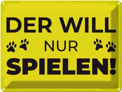 Produktbild von vianmo Blechschild 30x40 cm Hund will nur spielen Tier Haustier