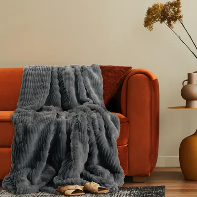 Produktbild von Deko Wohnzimmer Decke Kuscheldecke Tagesdecke Sofadecke Waschbar Schlafzimmer 150x200cm Anthrazit