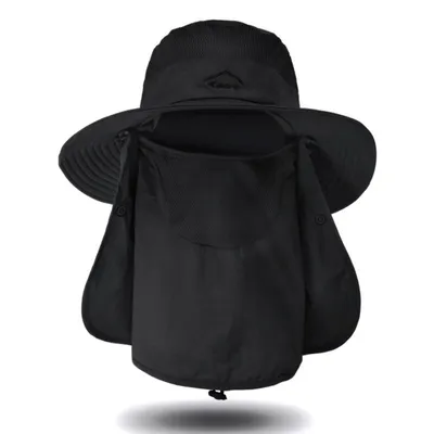 Produktbild von Anglerhut,Sonnenhut Outdoor Sonnenschutz(Schwarz) Sonnenhut Herren Damen Faltbar Safari Hut,Breiter Krempe Tropenhut Mesh Fischermütze