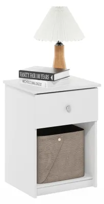 Nachttisch mit Schublade, Weiß, 45,2 x 61,5 x 39,6 cm