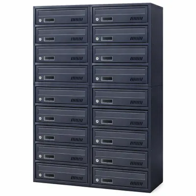 Produktbild von 18-fach Briefkastenanlage Anthrazit Ral 7016, 25 cm Tiefe, 18er Wandmontage Postkasten