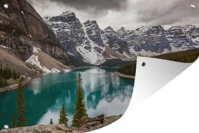Produktbild von MuchoWow® 120x80 cm Outdoor-Poster Gartendeko Sichtschutz Garten Poster für den Garten  Moraine Lake im Banff National Park in Nordamerika