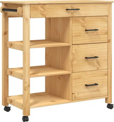 Immagine prodotto di Carrello da cucina MONZA 84x40x90 cm in legno di pino massiccio