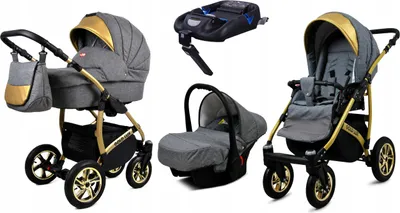 Image de BabyLux® Gold Lux | 4-in-1 Set | Flaxen | Combination Stroller | Stroller Set | Isofix-B