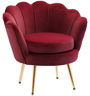 Imagen del producto de Silla - Sillón - Silla de respaldo envolvente - Silla de comedor - Silla con reposabrazos - Tapizado de terciopelo - Patas metálicas doradas