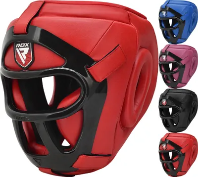 Produktbild von RDX Kopfschutz Boxen Gitter, Maya Hide Leder, MMA Kickboxen Kampfsport Thaiboxen Gesichtsschutz, Boxhelm Nasenschutz Muay Thai Taekwondo, Kopfschützer Training Head Guard Boxing Sparring Manner Damen