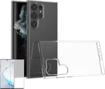 Produktbild von Für Samsung Galaxy S23 Ultra Silikon TPU Hülle + 4D Curved H9 Glas Handy Tasche Etuis