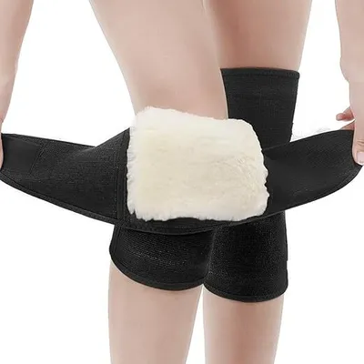 Produktbild von Warme, dicke Woll-Knieschützer, elastischer Klettverschluss, Unisex-Knieschutz, atmungsaktive Kniestütze für Arthritis, Meniskusschmerzen, Tanz, Yoga, Volleyball
