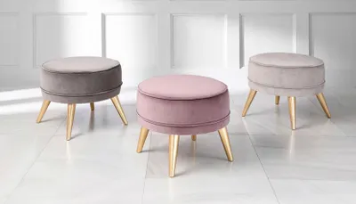 Obrázek produktu pro Stolička osmanská Pouf Moderní látkový design Obývací pokoj Růžová kulatá