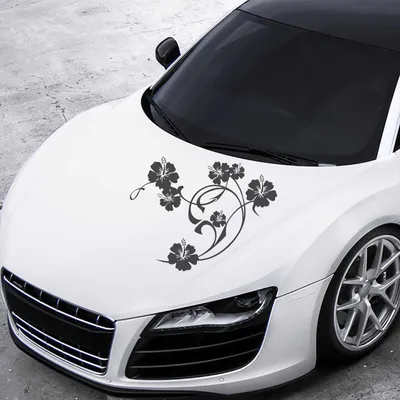 Produktbild von Aufkleber - Autoaufkleber "Hibiskus Swirl" 60cm x 47cm Graphit metallic - Tuning Carystyling Heckscheibe Auto