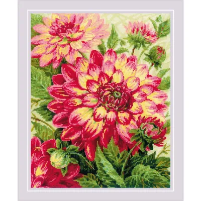 Produktbild von Zestaw do haftu krzyżykowego Riolis "Dalie", 40x50cm