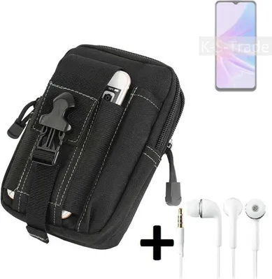 Produktbild von K-S-Trade Gürteltache + Kopfhörer kompatibel mit Oppo A78 5G Gürtel Tasche Holster Schutz Hülle Handy Hülle  schwarz inkl. Extrafächer