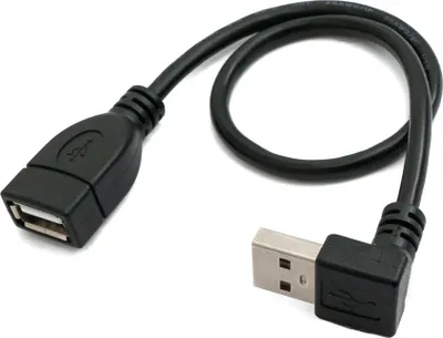 Produktbild von SYSTEM-S USB 2.0 Kabel 30 cm Typ A Stecker zu Buchse Winkel in Schwarz