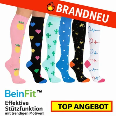 Produktbild von BeinFit™ Kompressionsstrümpfe Stützstrümpfe Damen Kompression Thrombose Socken: Thin Zebra Pattern / 36-40 (S-M)