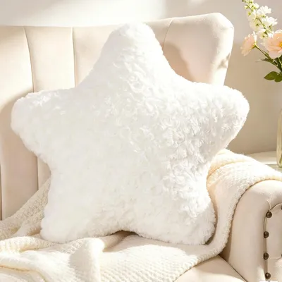 Immagine prodotto di Cuscino decorativo 45x45 cm, bianco, in peluche, per il soggiorno