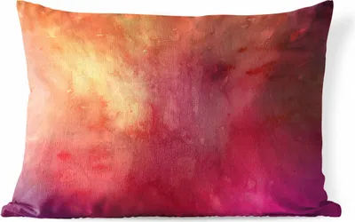 Produktbild von MuchoWow® Outdoor Kissen - Aquarell - Rot - Orange - Farbton - 60x40 cm - Wetterfest - Lounge Kissen - Zierkissen - Kissen für Innenräume
