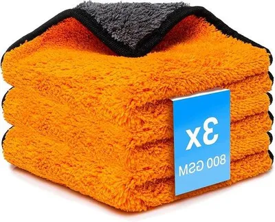 Produktbild von Mikrofaser-Reinigungstücher für Autos – Poliertücher-Set – zur Fahrzeugpflege – sehr saugfähig – 30 x 30 cm – orange