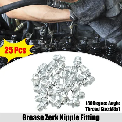 Image de 25pcs M8x1 Voiture Graisse Mamelon Raccord 180 Degré Galvanisé Acier