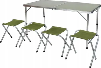 Produktbild von Klappbarer Campingtisch und 4 Stühle grün Angelset