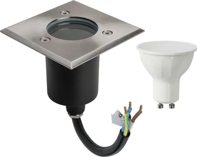 Produktbild von LED Bodenleuchte Edelstahl Eckig mit LED Leuchtmittel mit 5W LED Neutralweiß
