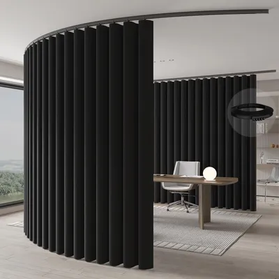Obrázok produktu pre Deliaca záclona - Čierna 213x270cm s stropnou lištou