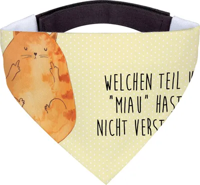 Produktbild von Mr. & Mrs. Panda Halstuch Für Hunde Katze Mittelfinger - Gelb Pastell - Geschenk, Hals Tuch, Hundehalstuch, Kater, Bandana, Cat, Hund, Katzen, Mietze, Dreieckstuch, Cats