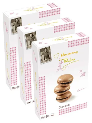 Produktbild von Macarons de Pauline Mandel Chocolat Creme Makronentörtchen 72g 3er Pack