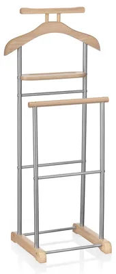 Produktbild von Herrendiener MEDINA, Sonoma Eiche - Kleiderständer mit Hosenbügel und Sakkohalter, Stummer Diener mit Ablage für Schmuck oder Uhren, Kleiderablage Schlafzimmer, MDF/Metall