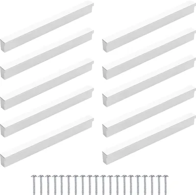 Produktbild von 10 Stück Möbelgriffe P128 Chrom glänzend Lochabstand 128mm + Schrauben