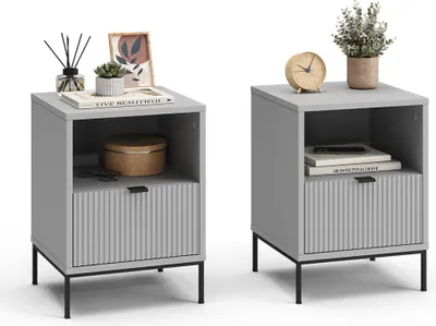 Zdjęcie produktu dla Stolik nocny Vicco Eliza Szary Zestaw 2 sztuk, Model 56207
