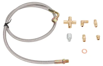 Imagen del producto de Kit de manguera de alimentación de aceite para turbocompresor, con conexión de 1/8PNT AN4 y manguera de drenaje de aceite, compatible con turbocompresores T3, T4, T04E, T60, T61, T70