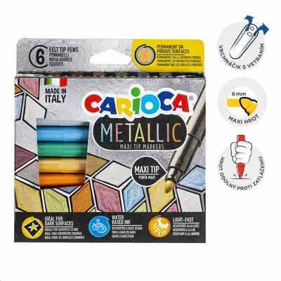 Zdjęcie produktu dla Pisaki Carioca Metallic, końcówka, mix kolorów - maxi 6 szt.