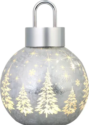 Obrázek produktu pro Koule MagicHome Vanoce, sklo, stribrna, 10xLED tepla bila, 12x12x18 cm, 2xAA