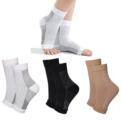 Produktbild von Kompressionsstrümpfe Paar, XXL, Kompressionsstrümpfe Für Plantarfasziitis, Elastische Radsocken Mit Offenem Zehendesign Für Laufen Und Alltag